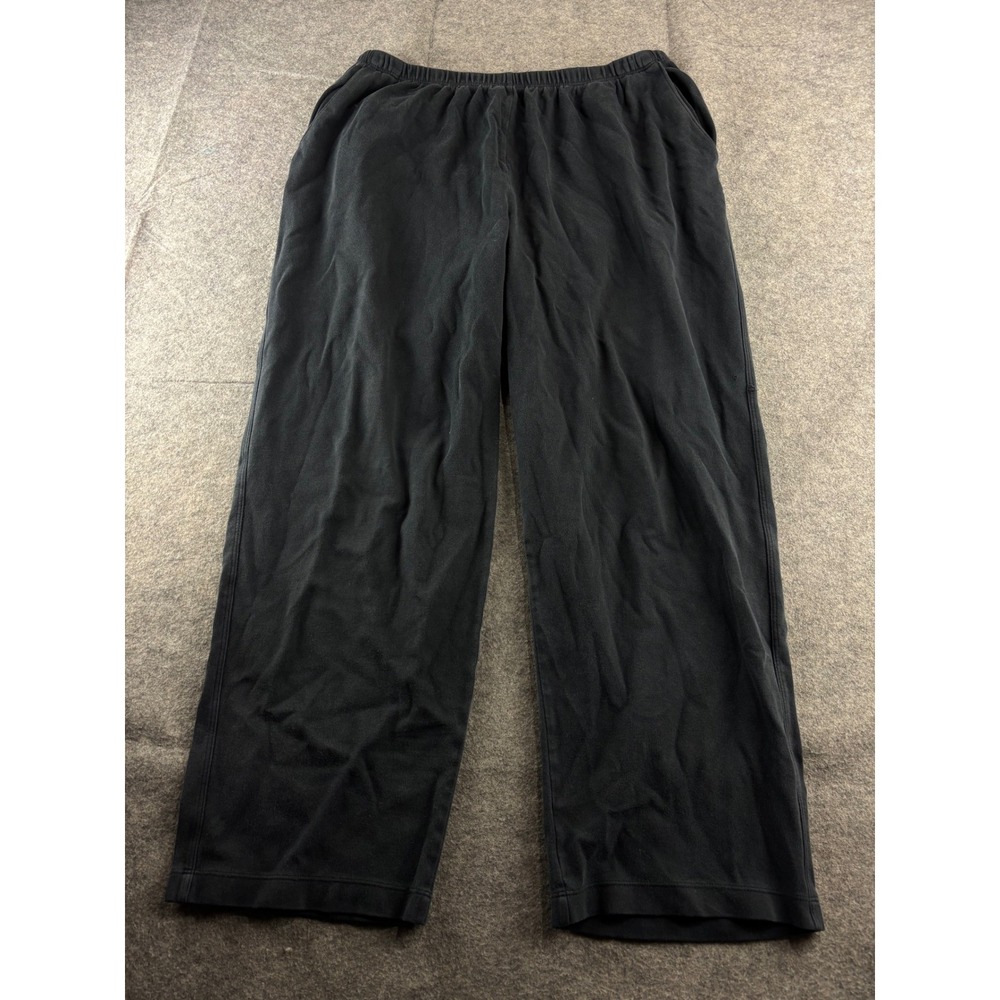 Lands End Womens 1X 16W-18W Black Wide Leg Lounge Pants Elastic Waist Cotton SEE